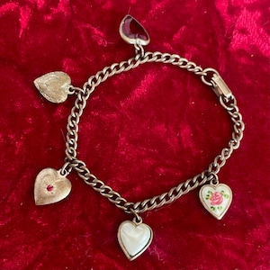 Vintage Puffy Heart Charm Bracelet | Sweetheart Bracelet