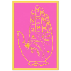 Vintage Palmistry Hand Art Print | Pink
