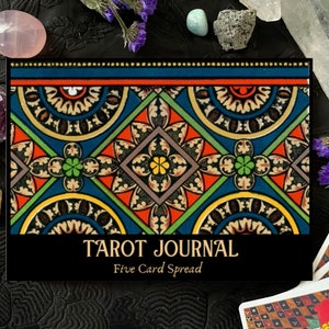 Diario dei Tarocchi per 5 carte: registra le tue letture quotidiane / Spazio per interpretazioni, carte estratte, data, ora, mazzo, riflessioni