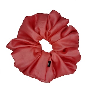 Coral Pink Glossy Chiffon XXL Hair Scrunchie