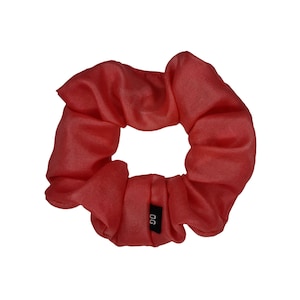 Coral Pink Chiffon Hair Scrunchie