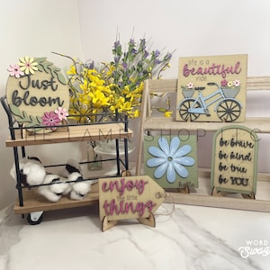 Life is a Beautiful Ride Tiered Tray, Just Bloom, Enjoy the Little Things, Be Brave, Be Kind, Be True, Be You, Summer Tiered Tray