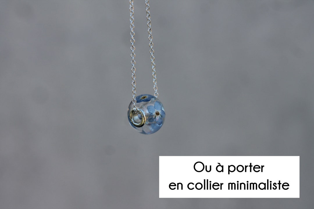 Broche-Pendentif Argent XIXème Siècle - Miniature Myosotis (Ne M'oublie Pas) - Style Romantique - Occasion