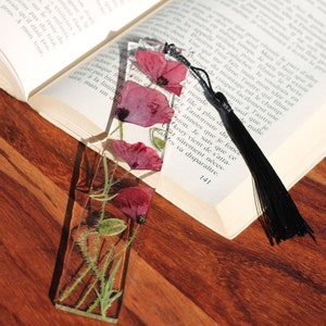 Poppy bookmark / Real dried and pressed poppy / Unique bookmark / Limited stock, handmade in France