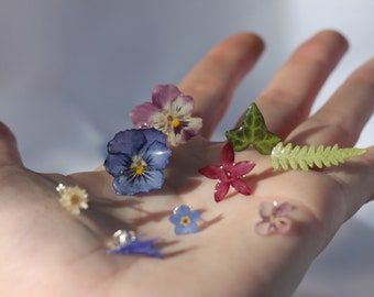 Oorbellen met natuurlijke bloemen - keuze uit 10 modellen - zilveren oorstekers - asymmetrische of diverse oorstekers - botanisch