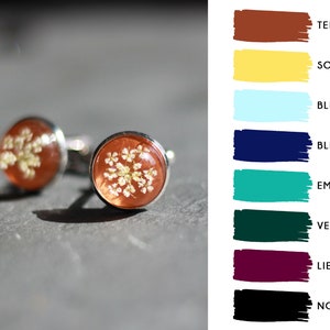 Resin cufflinks / Homme boutons de manchette du marié / Accessoire pour homme résine et dentelle de la reine Anne / Cadeau pour lui image 1