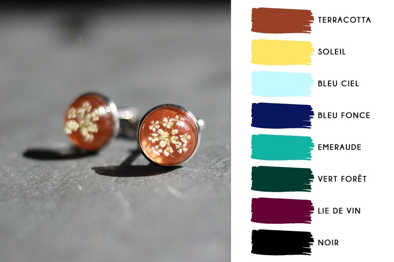 Resin cufflinks / Homme boutons de manchette du marié / Accessoire pour homme résine et dentelle de la reine Anne / Cadeau pour lui image 1