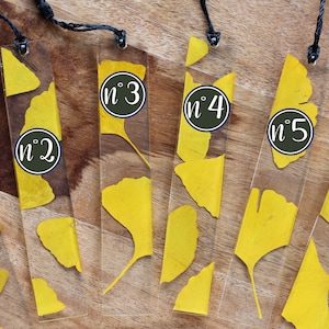 Ginkgo bookmark / real dried ginko / Japanese crafts / resin ginkgo bookmark