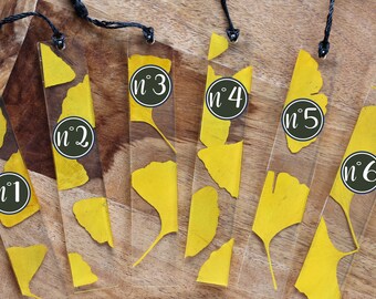 Ginkgo bookmark / real dried ginko / Japanese crafts / resin ginkgo bookmark