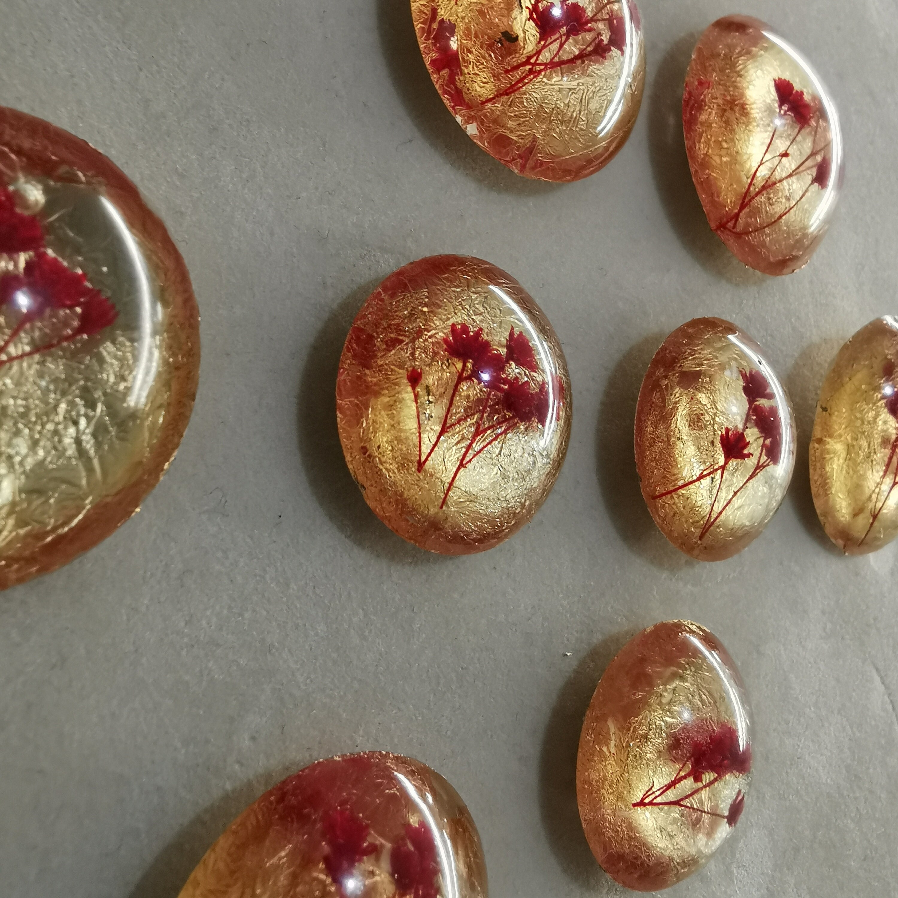 Aimants de Frigo avec Fleur et Feuille d'or