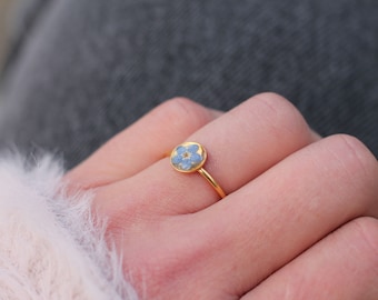 Real forget-me-not ring / Forget me not gift / transparent ring with nature detail