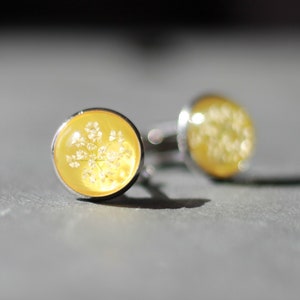 Resin cufflinks / Homme boutons de manchette du marié / Accessoire pour homme résine et dentelle de la reine Anne / Cadeau pour lui SOLEIL