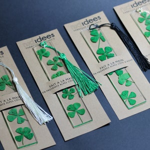 Real 4-leaf clover bookmark / lucky charm / Gift for friend / Resin and real clover bookmark / Original bookmark