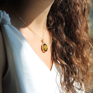 Ketting van korstmos en hars, verguld, handgemaakt in Frankrijk