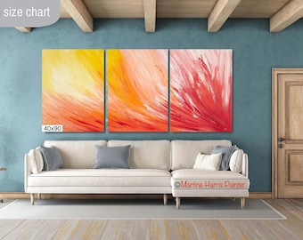 XL LARGE Wall Art | Red, Orange Floral Original Abstract Painting | Modern Art |Extra Large Museum Quality Canvas Prints | Made in US