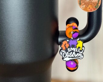 Tumbler Charm, I Smell Children, silicone beads, Tumbler Accessories, Halloween, Spooky Season, Cup Charm, Salem Sisters, Purple, Orange