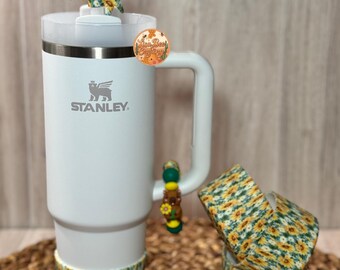 Sunflowers and Daisy's, capybara , Spring, Summer, Stanley Accessories, Yellow, Green, Cup Charm, Bow Straw Topper, Tumbler Boot, Gift Set,