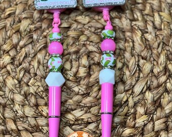 Pickle Lover, Just a girl who loves pickles, Bow, Black Ink, Acrylic Beads, Gifts, Focal Bead, Clip On, Pen Reel, Stationary, Refillable