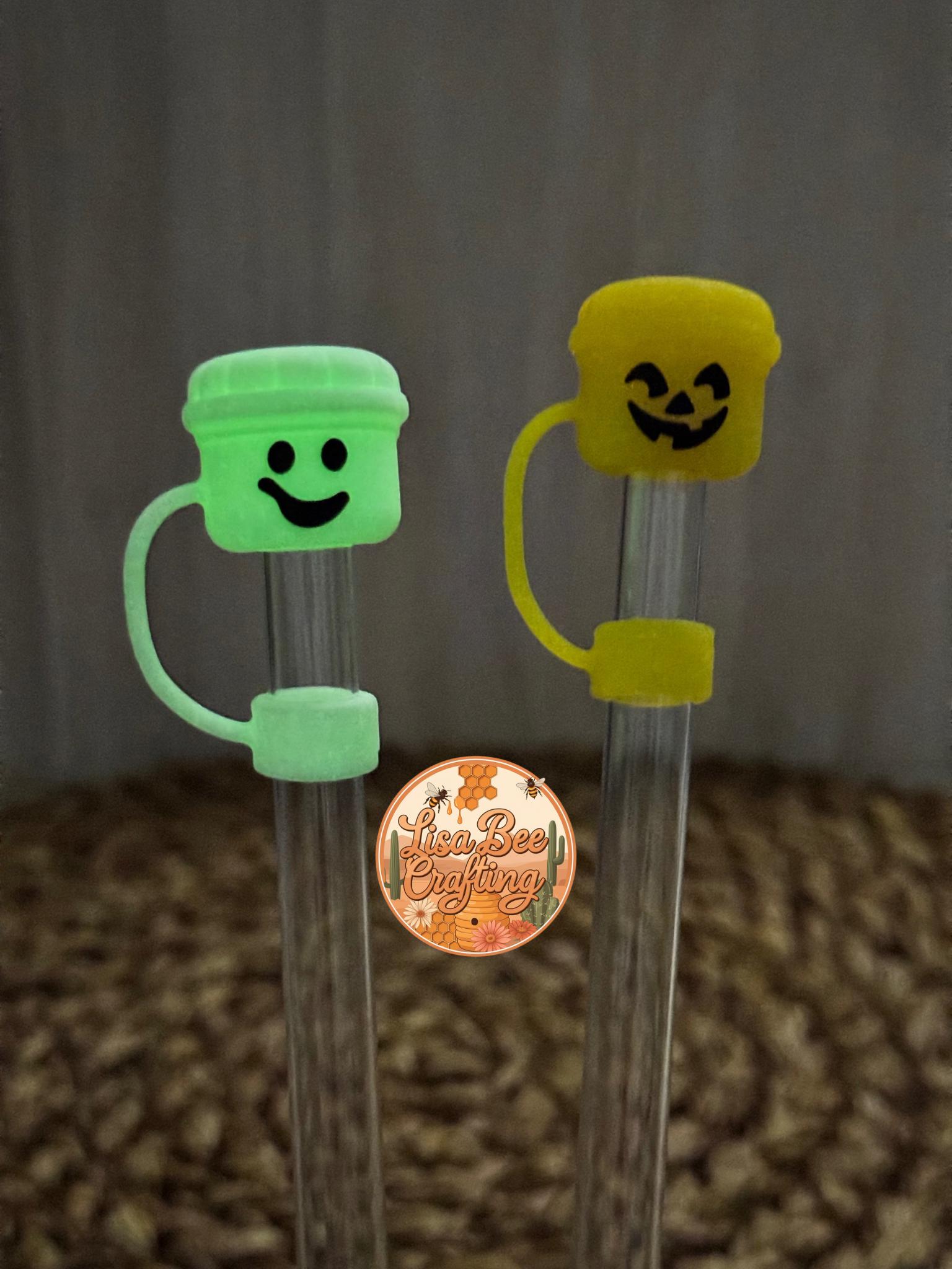 Boo Bucket, Straw Topper, Silicone, White, Yellow Orange, Tumbler ...