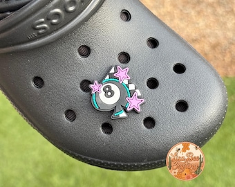 Shoe Charm, Eight Ball, Spades, Stars, Western Style, Gifts, Silicone, Shoe Charm , Bag Accessory, Teal, RTS, Purple, Black