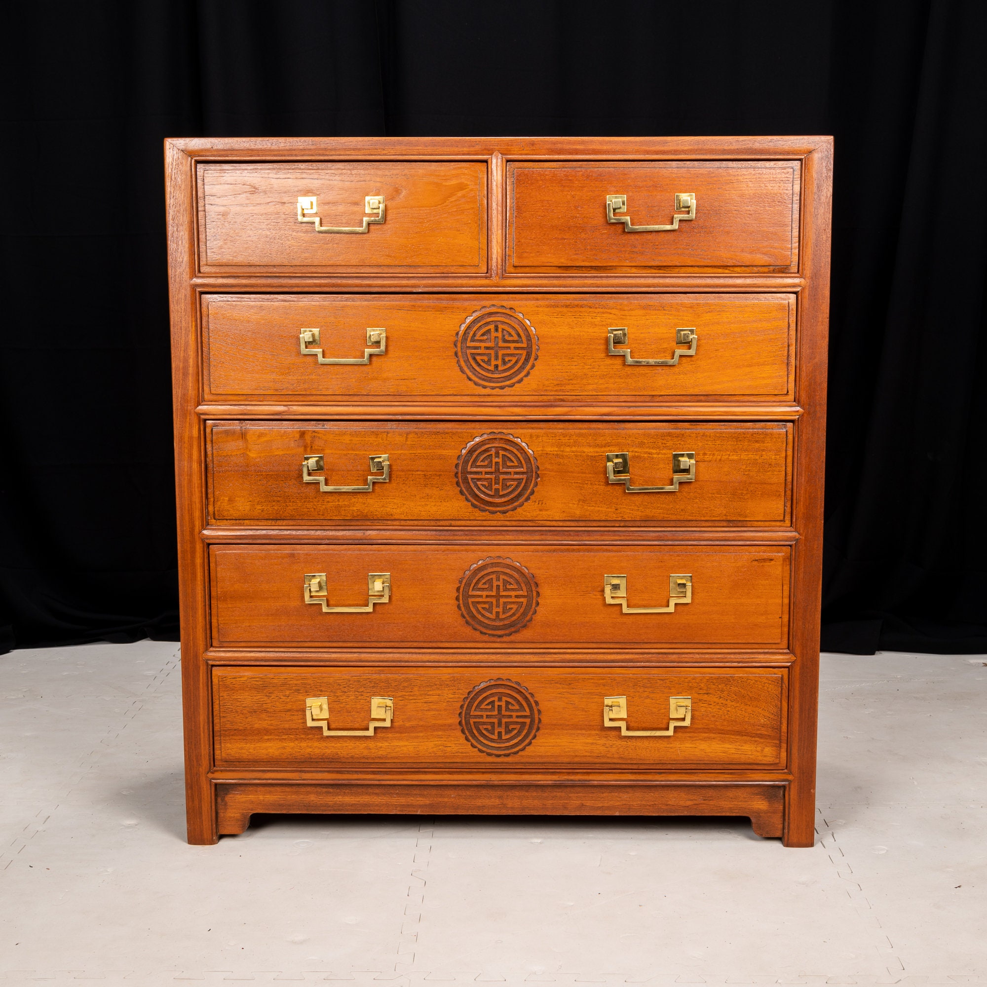 1950s George Zee Chinese Solid Wood Chest of Drawers Long 1950s George Zee Chinese Solid Wood Chest of Drawers Long