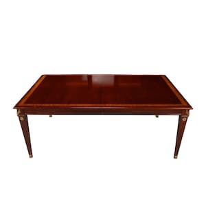 Vintage Kindel National Trust Mahogany Extension Banquet Dining Table W/ Brass Accents - Elegant American Luxury