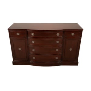 1940s Rway Northern Furniture Co Mahogany Bow Front Buffet Server Sideboard, Elegant Dining Room Furniture, Classic Piece
