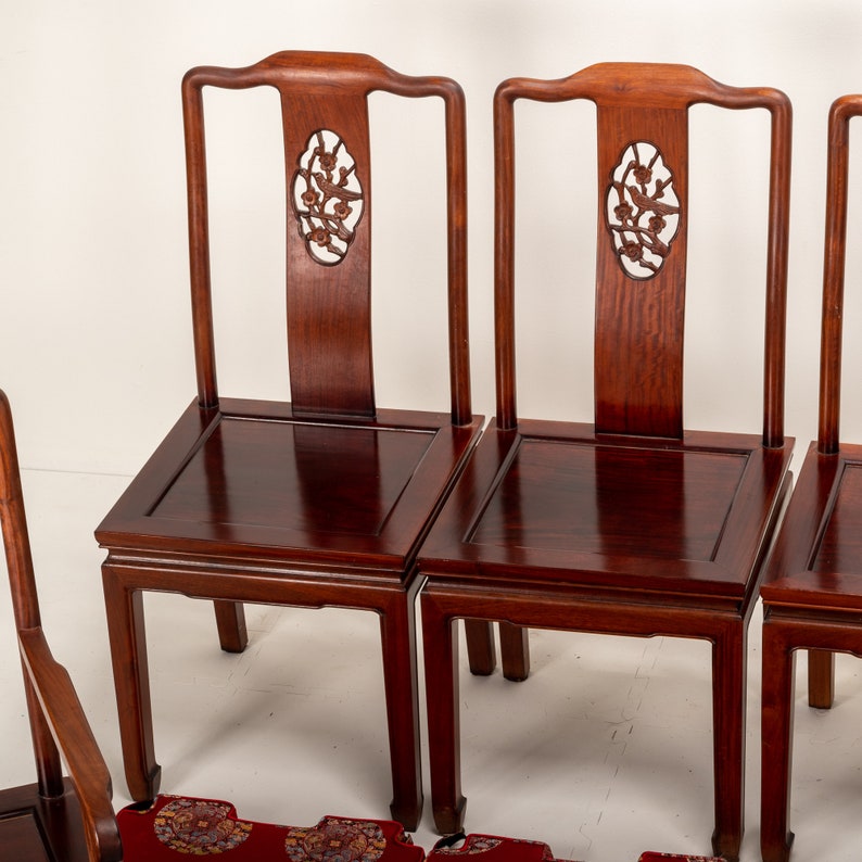 Vintage Chinese Solid Rosewood Ming Style Dinner Chairs Set of 8 extra