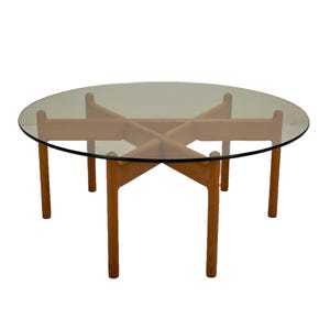 1960s Danish Mid Century Modern Niels Bach Coffee Cocktail Table Denmark , Unique Collapsible Structural Design , Minimalist