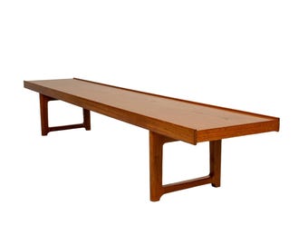 Vintage Torbjørn Afdal Krobo Extra Long Teak Bench by Bruksbo Norway, Scandinavian Modern