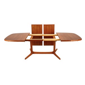 Rasmus Danish Modern Teak Extension Dining Table 2 Leaves Denmark MCM 98.5"