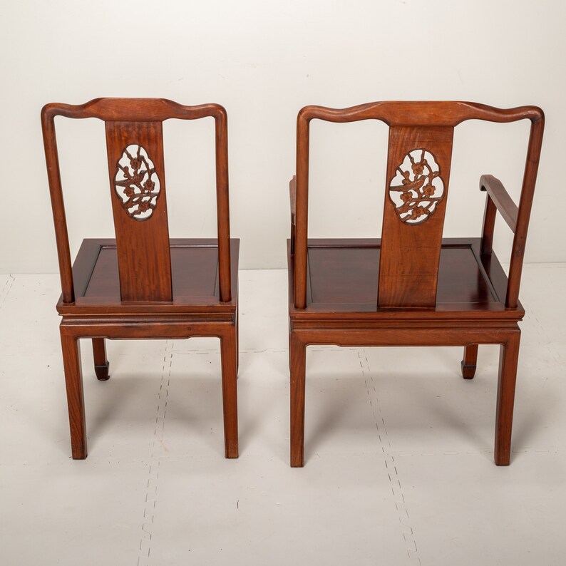 Vintage Chinese Solid Rosewood Ming Style Dinner Chairs Set of 8 extra