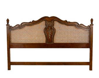 Drexel Heritage Brittany King Headboard French Caning Wicker Carved Wood