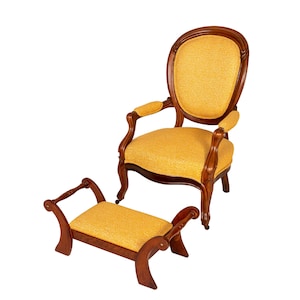 Late 19th Century Antique Mahogany Balloon Back Parlor Chair With Footrest | Indoor Deck Chair for Living Room | Luxurious Rest Chair