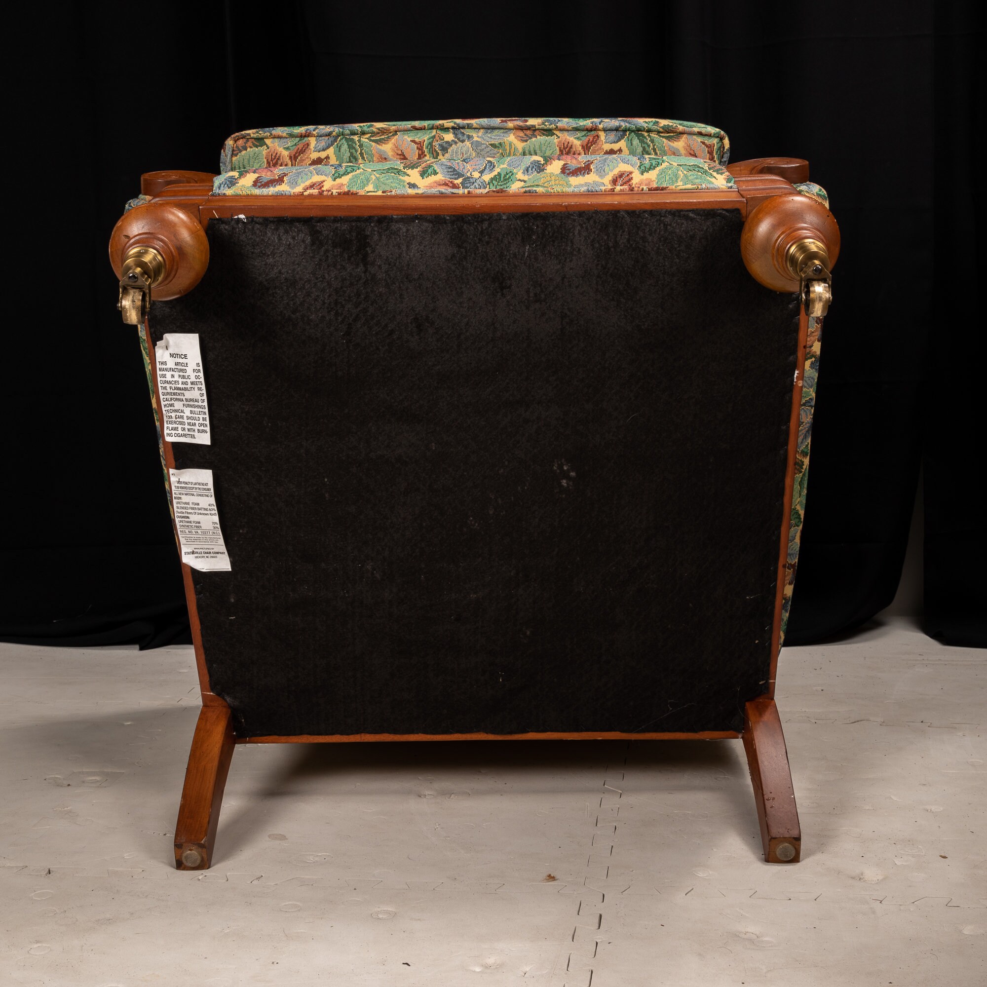 Statesville Chair Co Floral Leaf Upholstered Library Chairs william IV