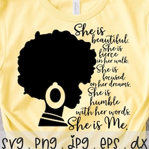Black Girl Magic SVG/PNG/JPG, She Is Me Strong Black Woman Diva Sublimation Design Eps Dxf, Afro Lady Boss Babe Commercial Use Download File