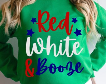 4 de julio SVG / PNG / JPG, Rojo Blanco y Booze Star Independence Day Sublimation Design Eps Dxf, Funny Fourth Of July Commercial Use File