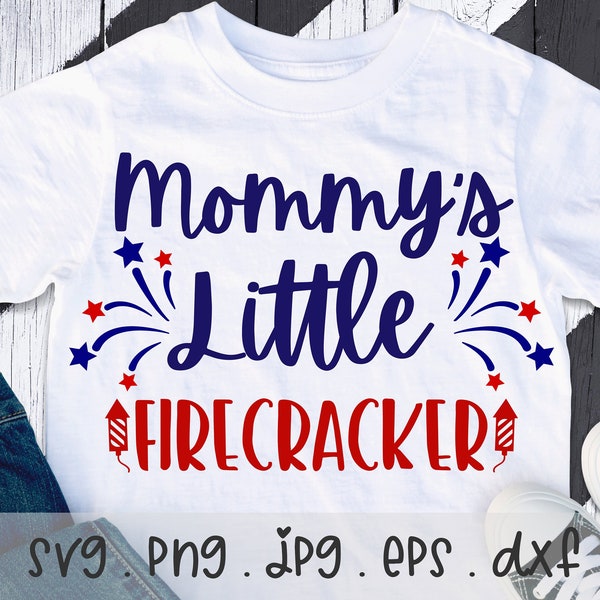 Mommy's Little Firecracker SVG/PNG/JPG, 4th Of July Father Son Daughter Family Sublimation Design Eps Dxf, America Usa Commercial Use File