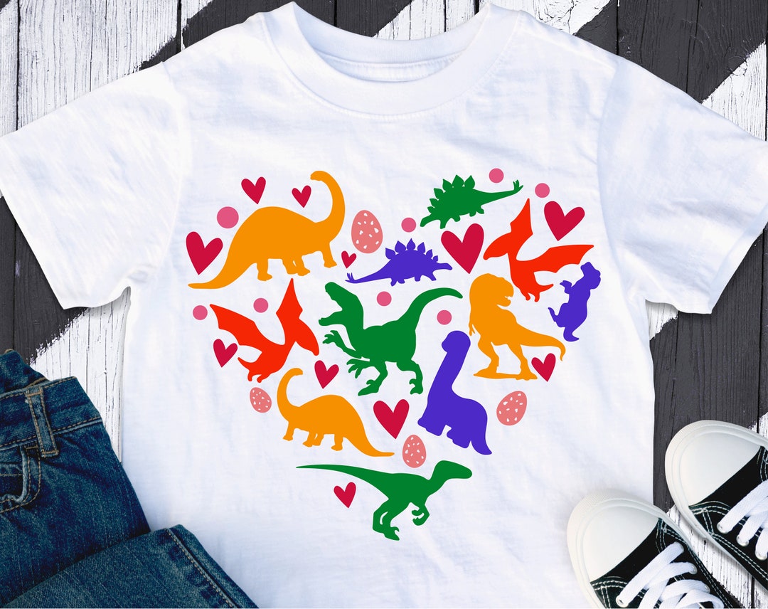 Colorful Dinosaur Heart SVG/PNG/JPG Kids Valentine&rsquo;s Day - Etsy