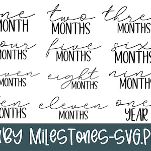 Baby Milestone Bundle SVG / PNG, Baby Monthly Announcement Sublimation Design, Newborn Hello World Baby Boy Girl Family Love Uso comercial