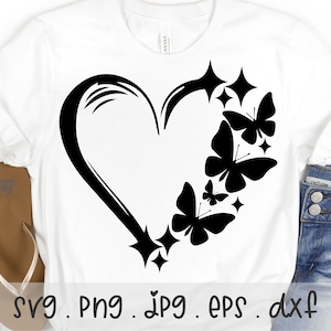 Schmetterling Liebe SVG/PNG/JPG, Funkelnde Herzen Schmetterling Sublimation Design Eps Dxf, Happy Valentine's Day Paar Kommerzielle Nutzung Download Dateien