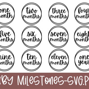 Baby Milestone Bundle SVG / PNG, Baby Monthly Announcement Wreath Sublimation Design, Newborn Hello World Baby Boy Girl Family Uso comercial