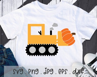 Pumpkin Bulldozer SVG: Kids Halloween Thanksgiving Design (Digital Download)