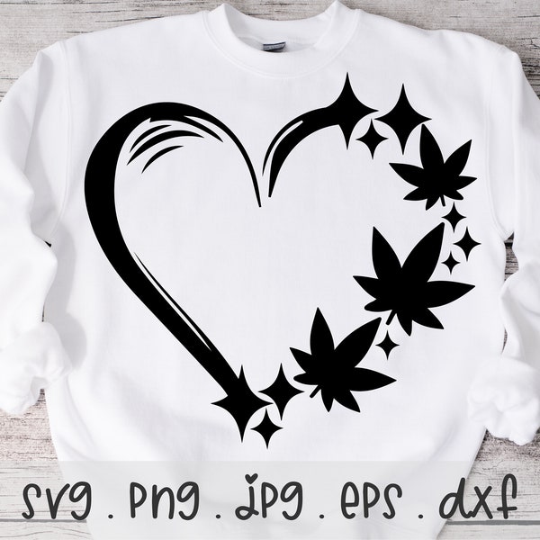 Weed Love SVG/PNG/JPG, Sparkly Heart Weed Marijuana Cannabis Smoke Lover Sublimation Design Eps Dxf, High Rolling Tray Blunt Commercial Use