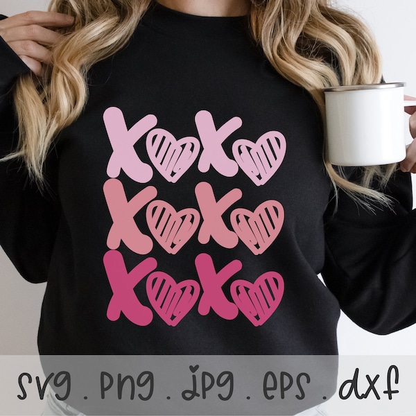 XoXo SVG/PNG/JPG, Xo Heart Kisses Happy Valentine's Day Sublimation Design Eps Dxf, Valentine's Shirt Cupid Commercial Use Download Files