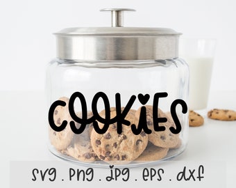 Cookies SVG/PNG/JPG, Cookies Jar Sublimation Design Eps Dxf, Plate Canister Kitchen Hand Lettered Home Decor Commercial Use Download Files