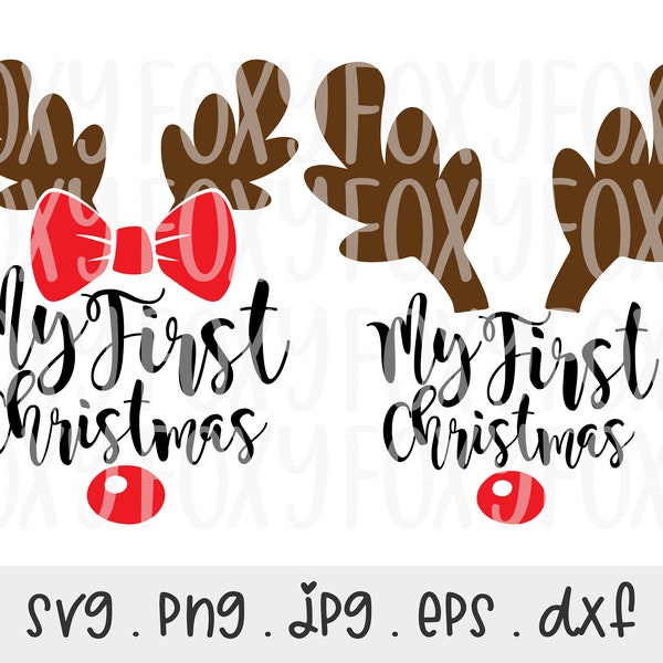 My First Christmas Bundle SVG/PNG/JPG, Baby Boy Girl 1st Christmas Sublimation Design Eps Dxf, Merry Christmas Family Bundle Commercial Use