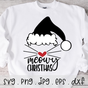 Meowy Christmas Cat Lover Design: Funny Holiday SVG PNG JPG (Digital Download)