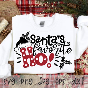 Ho favorito do Papai Noel SVG/PNG/JPG, Feliz Natal Chapéu de Papai Noel Design de sublimação de folhas Eps Dxf, Arquivos engraçados de silhueta Cricut de Natal