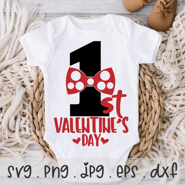 1st Valentine's Day SVG/PNG/JPG, My First Valentine's Day Cute Boy Brother Family Sublimation Design Eps Dxf, Baby Newborn Commercial Use
